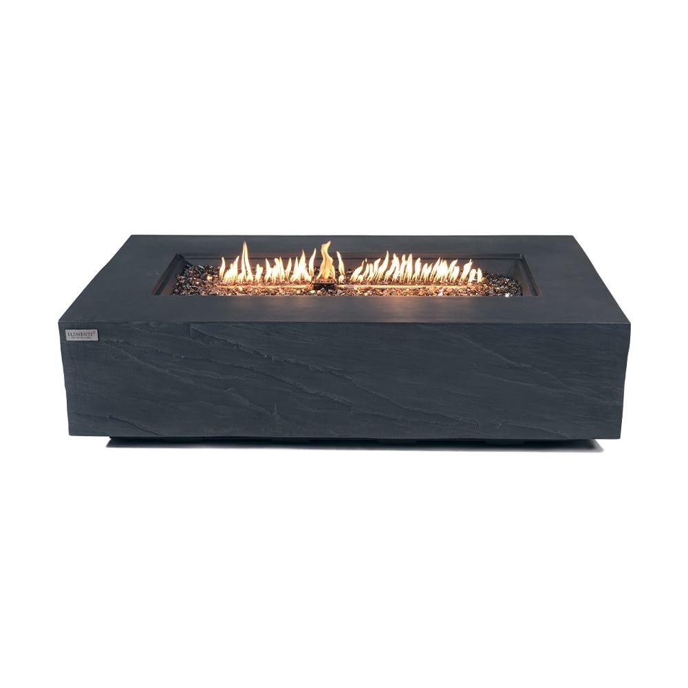 Elementi Plus Capetown Natural Gas Fire Pit for Outside Outdoor Fire Pit Table Smokeless Firepit Concrete Rectangular Fire Table Patio Heater Fireplace 60000 BTUs - Slate Black, 55.9 x 31.9 Inches