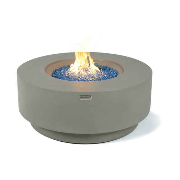 Elementi Plus Colosseo Propane Fire Pit for Outside Outdoor Fire Pit Table Smokeless Firepit Concrete Round Fire Bowl Patio Heater Fireplace 60000 BTUs - Light Grey, 40.9 x 40.9 Inches