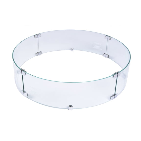 Elementi Plus Glass Wind Screen Outdoor Firepit Bowl Wind Guard Round Clear Fire Pit Glass Guard Fireplace Screen Tempered Glass Wind Shield Firepit Accessories - 25.4 x 25.4 Inches
