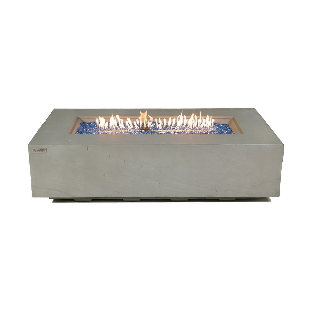 Elementi Plus Meteora Natural Gas Fire Pit for Outside Outdoor Fire Pit Table Smokeless Firepit Concrete Rectangular Fire Table Patio Heater Fireplace 60000 BTUs - Space Grey, 55.9 x 31.9 Inches