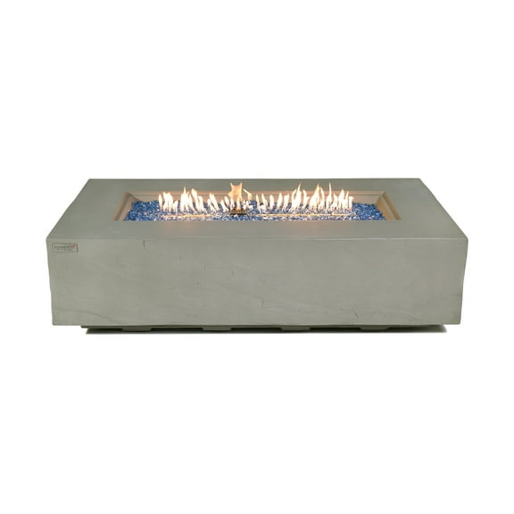 Elementi Plus Meteora Propane Fire Pit for Outside Outdoor Fire Pit Table Smokeless Firepit Concrete Rectangular Fire Table Patio Heater Fireplace 60000 BTUs - Space Grey, 55.9 x 31.9 Inches
