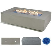 Elementi Plus Meteora Propane Fire Pit for Outside Outdoor Fire Pit Table Smokeless Firepit Concrete Rectangular Fire Table Patio Heater Fireplace 60000 BTUs - Space Grey, 55.9 x 31.9 Inches
