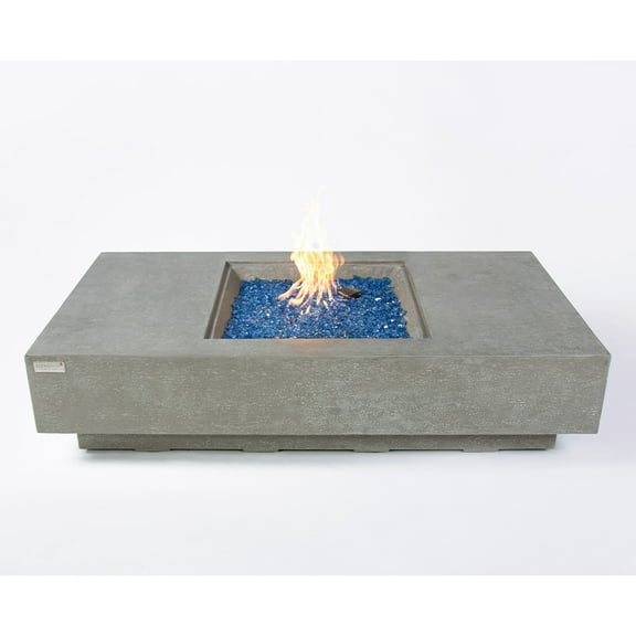 Elementi Plus Monte Carlo Propane Fire Pit for Outside Outdoor Fire Pit Table Smokeless Firepit Concrete Rectangular Fire Table Patio Heater Fireplace 60000 BTUs - Light Grey, 60 x 31.9 Inches