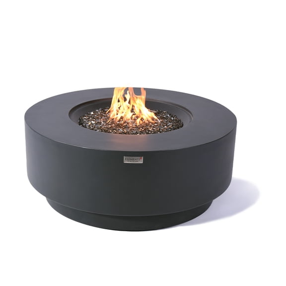 Elementi Plus Nimes Propane Fire Pit for Outside Outdoor Fire Pit Table Smokeless Firepit Concrete Round Fire Bowl Patio Heater Fireplace 60000 BTUs - Dark Grey, 40.9 x 40.9 Inches
