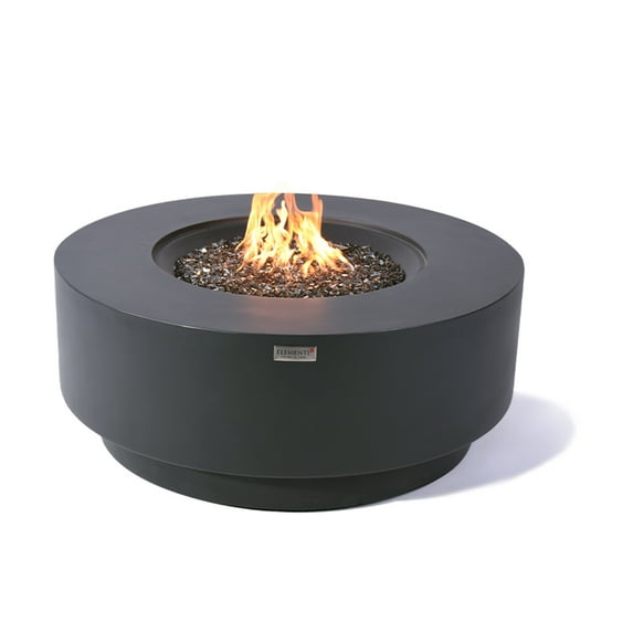Elementi Plus Nimes Propane Fire Pit for Outside Outdoor Fire Pit Table Smokeless Firepit Concrete Round Fire Bowl Patio Heater Fireplace 60000 BTUs - Dark Grey, 40.9 x 40.9 Inches