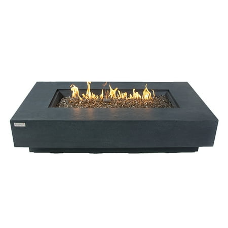 Elementi Plus Positano Natural Gas Fire Pit for Outside Outdoor Fire Pit Table Smokeless Firepit Concrete Rectangular Fire Table Patio Heater Fireplace 60000 BTUs - Dark Grey, 60 x 31.9 Inches
