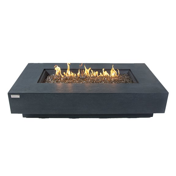 Elementi Plus Positano Propane Fire Pit for Outside Outdoor Fire Pit Table Smokeless Firepit Concrete Rectangular Fire Table Patio Heater Fireplace 60000 BTUs - Dark Grey, 60 x 31.9 Inches