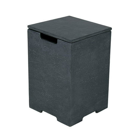 Elementi Plus Propane Tank Cover Table Outdoor Fire Pit Side Table Square Propane Tank Hideaway Storage Box for 20lb Propane Gas Tank Concrete - Dark Grey, 15.7" x 15.7" x 24.8"