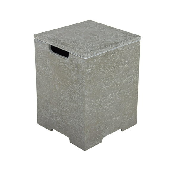 Elementi Plus Propane Tank Cover Table Outdoor Fire Pit Side Table Square Propane Tank Hideaway Storage Box for 20lb Propane Gas Tank Concrete - Light Grey, 15.7" x 15.7" x 20.5"