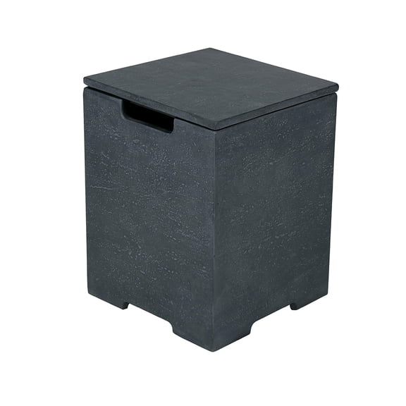 Elementi Plus Propane Tank Cover Table Outdoor Fire Pit Side Table Square Propane Tank Hideaway Storage Box for 20lb Propane Gas Tank Concrete - Dark Grey, 15.7" x 15.7" x 20.5"