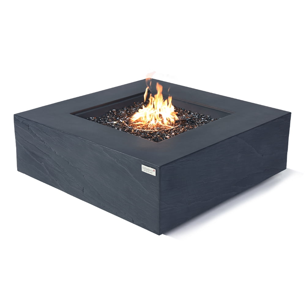 Elementi Plus Roraima Propane Fire Pit for Outside Outdoor Fire Pit Table Smokeless Firepit Concrete Square Fire Table Patio Heater Fireplace 60000 BTUs - Slate Black, 40 x 40 Inches