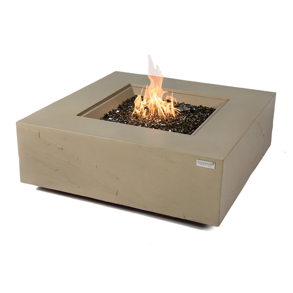 Elementi Plus Uluru Natural Gas Fire Pit for Outside Outdoor Fire Pit Table Smokeless Firepit Concrete Square Fire Table Patio Heater Fireplace 60000 BTUs - Sunlight Yellow, 40 x 40 Inches