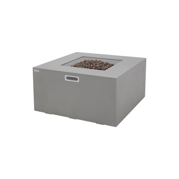 Sol Living Rocky Propane Fire Pit for Outside Outdoor Firepit Table with Internal Tank Holder Firepit Concrete Square Fire Table Patio Heater Fireplace 45,000 BTUs - Light Grey, 43 x 43 Inches