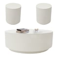 thumbnail image 1 of Elementi Rome Coffee Table End Table Set of 3 for Indoor Outdoor Patio Tables Outdoor Furniture Coffee Table Set Side Table Living Room Furniture Center Table Nightstand Concrete, Cream White - Round, 1 of 7