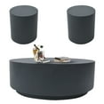 thumbnail image 1 of Elementi Rome Coffee Table End Table Set of 3 for Indoor Outdoor Patio Tables Outdoor Furniture Coffee Table Set Side Table Living Room Furniture Center Table Nightstand Concrete, Slate Black - Round, 1 of 7