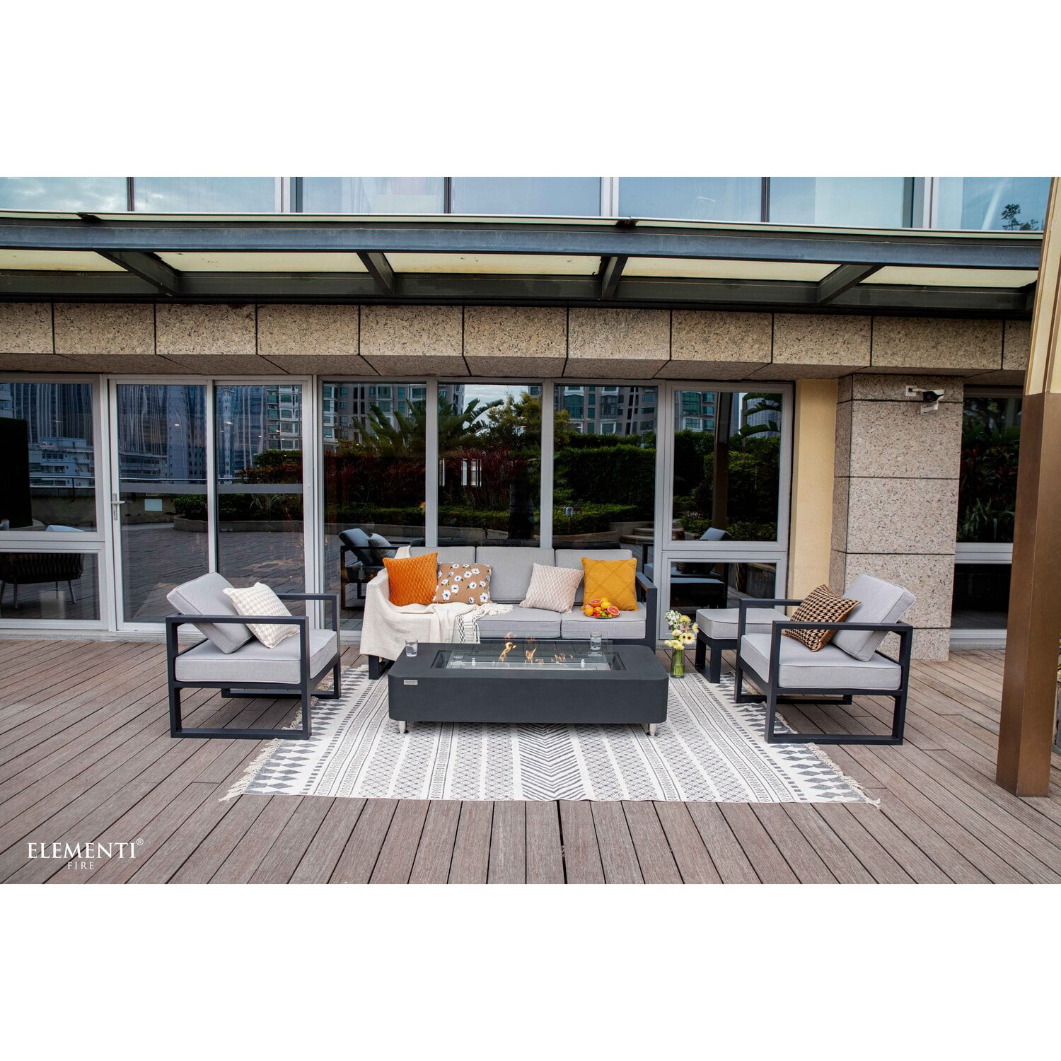 Sydney Slate Black Concrete Ethanol Fire Pit Table