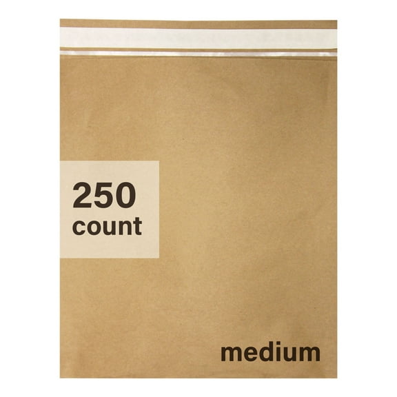 Elementree Sustainable Expandable Flat Paper Mailer, Medium, 250 Count, Peel & Stick