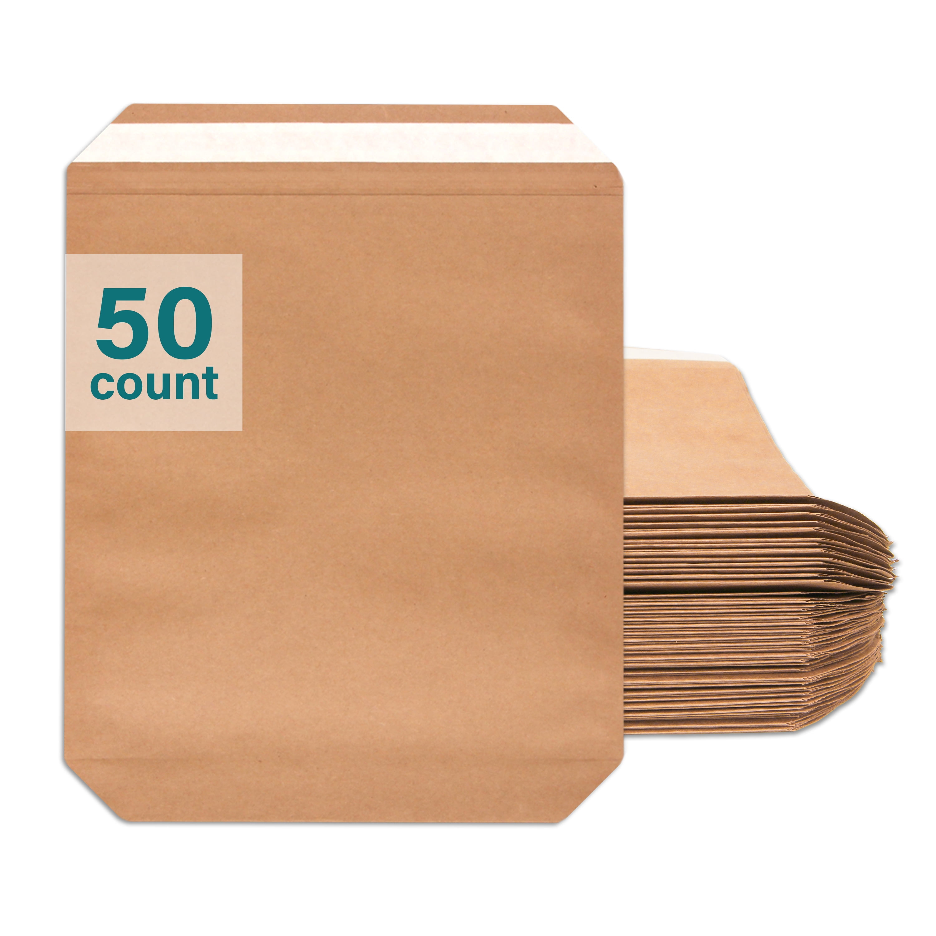 Elementree Sustainable Expandable Flat Paper Mailer, Large, 50 Count, Peel & Stick