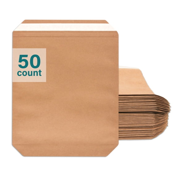 Elementree Sustainable Expandable Flat Paper Mailer, Large, 50 Count, Peel & Stick