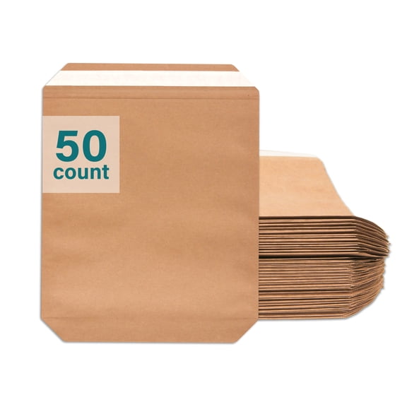 Elementree Sustainable Expandable Flat Paper Mailer, Medium, 50 Count, Peel & Stick