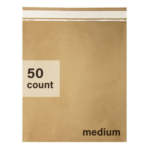 Elementree Sustainable Expandable Flat Paper Mailer, Medium, 50 Count, Peel & Stick