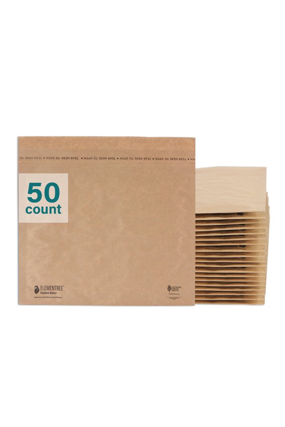 Sustainable Paper Padded Mailers, Size 2, 11" x 9", 50 Count