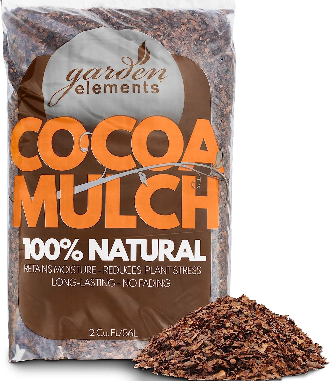 Elements 100 Natural Cocoa Bean Shell Mulch for Gardens, Flower Beds