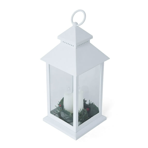 Elements 12inch White Winterberry Plastic Led Lantern
