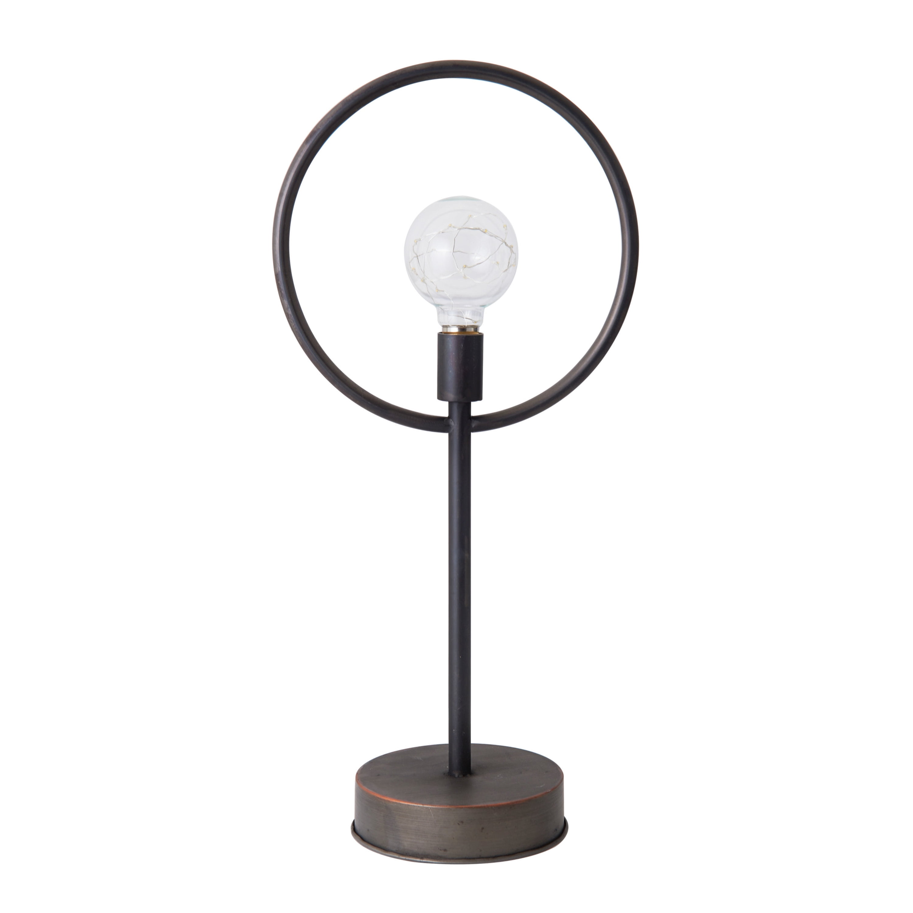 Elements 21-inch By 9.8-inch Round Metal Stand with Led Bulb