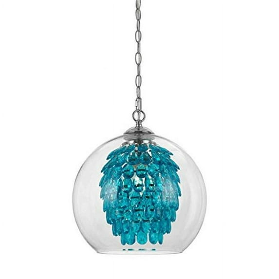 Elements 9102-1H Metal-Crystal Glass Glitzy Chandelier - Turquoise