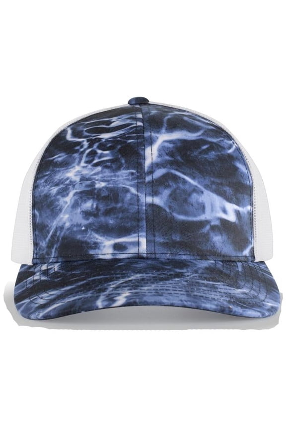 Elements Aqua Camo Trucker Snapback Cap, Elements Bluefin & White - One Size