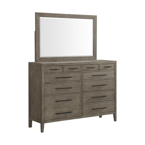 Picket House Furnishings Armes 12-Drawers Bedroom Dresser & Mirror Set in Gray
