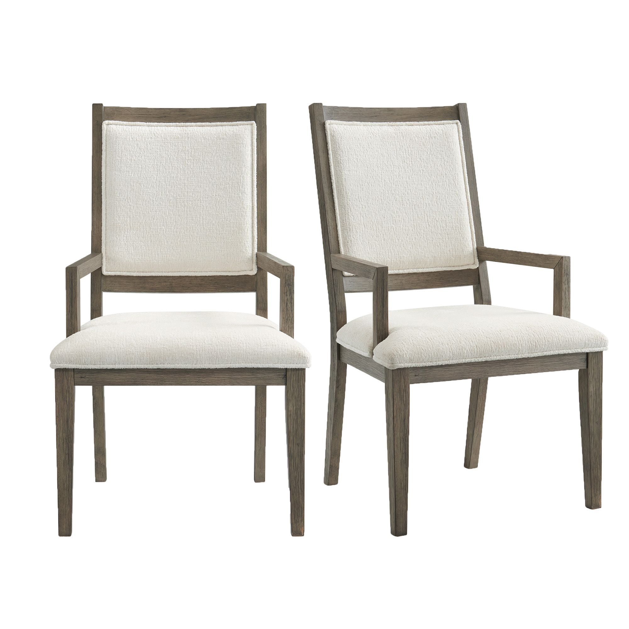 Modern White and Gray Wood Dining Arm Chair