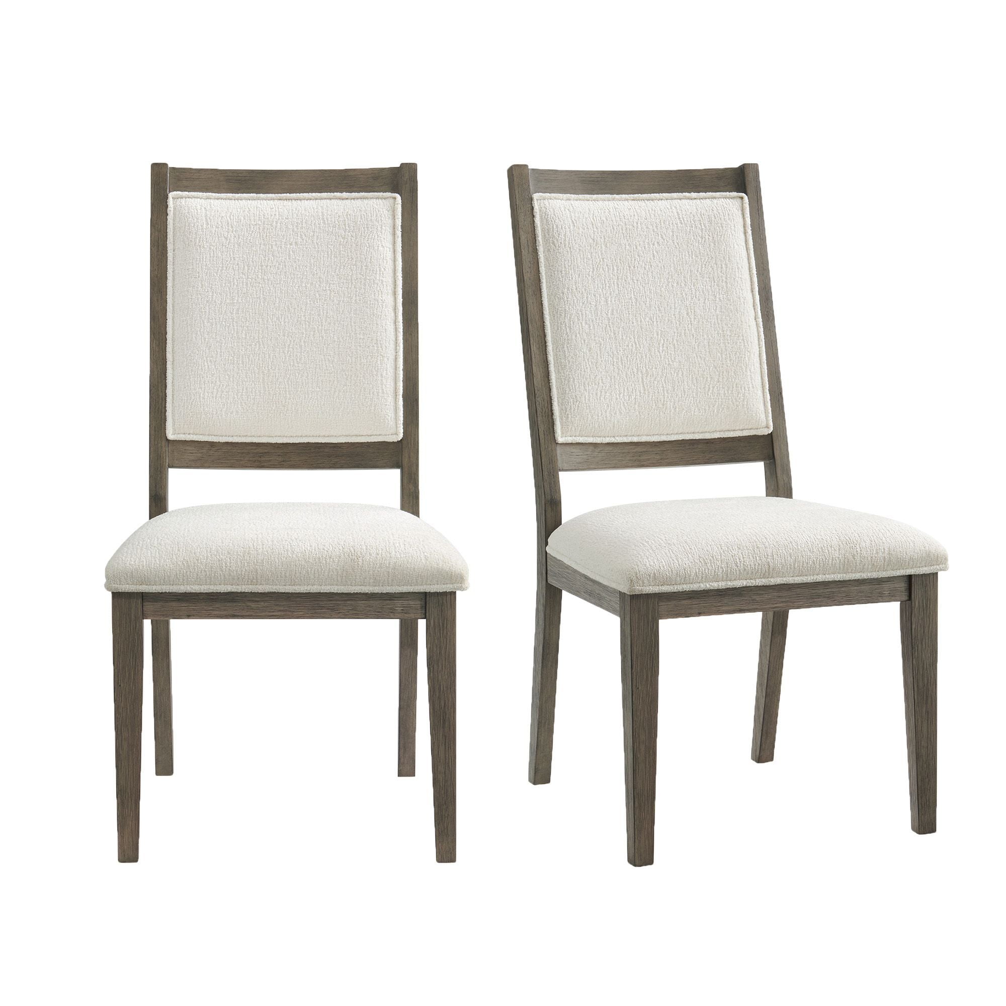 Grey and White Wood Square Back Dining Chairs