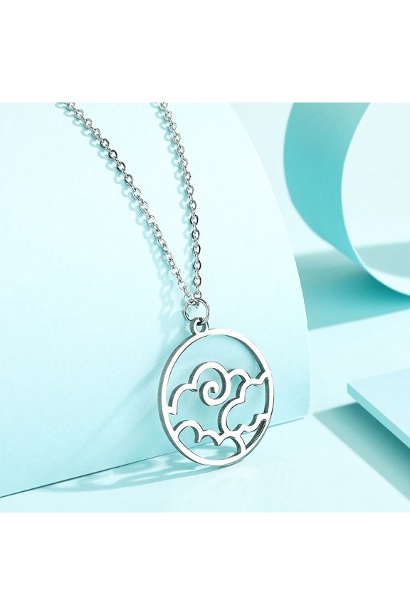 Elements Charm Air Pendant Necklace Dainty Long Choker Stainless Steel Jewelry Wedding Gift