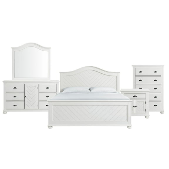 Picket House Furnishings Conaughey  King Panel 5PC Bedroom Set in White