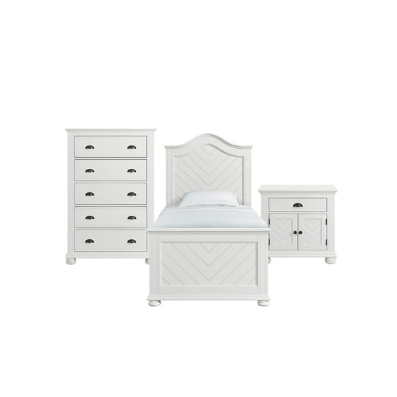 Elements Conaughey  Twin Panel 3PC Bedroom Set in White