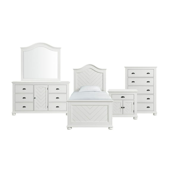 Picket House Furnishings Conaughey Twin Panel 5PC Bedroom Set in White