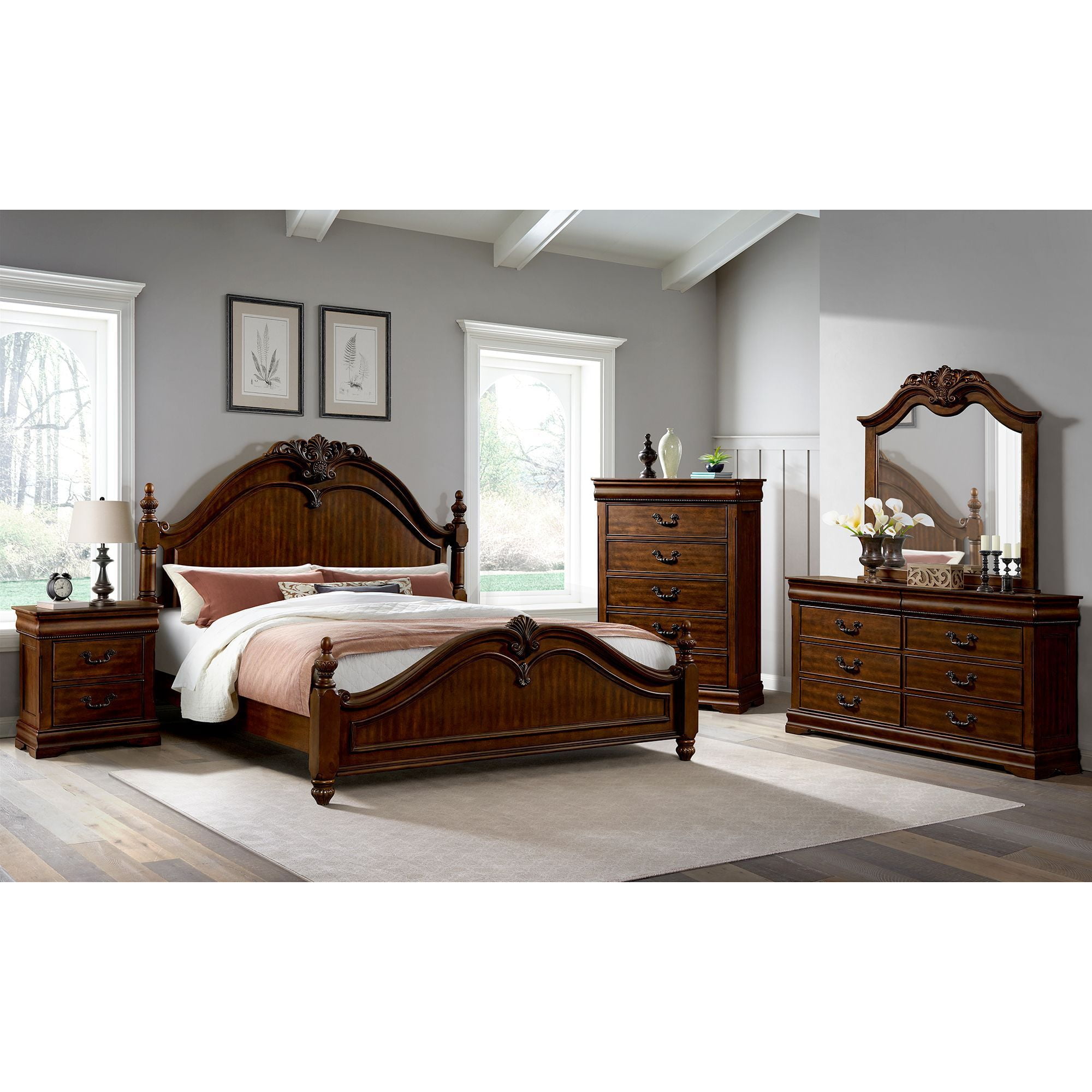 Coppola Cherry 8-Drawer Pine Wood Dresser