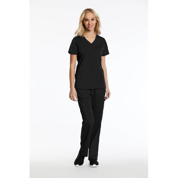 Elements EL9925 Women's Four Way Stretch Scrub Set Black Large