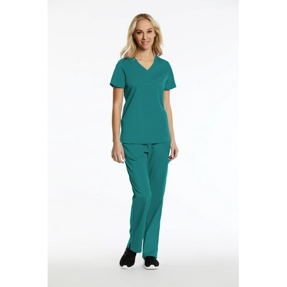 Elements EL9925 Women's Four Way Stretch Scrub Set Teal 2X-Large