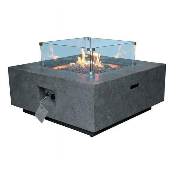 Elements Fire Pit Square. Natural Gas. With glass and cover.