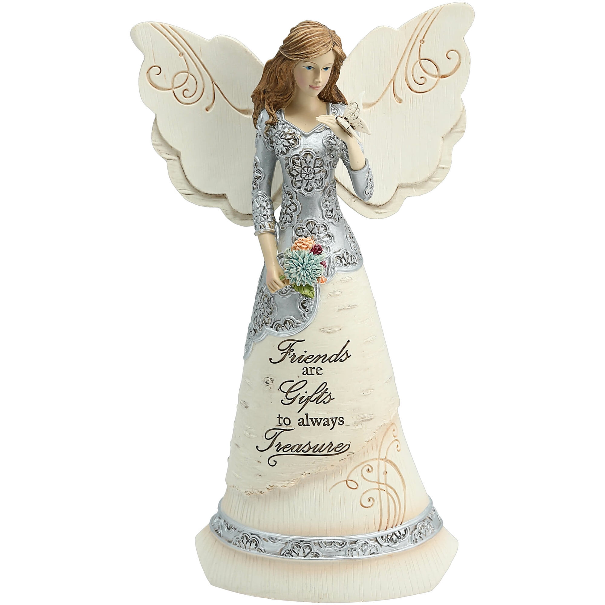 8-Inch White Resin Angel Figurine with Sentimental Inscription