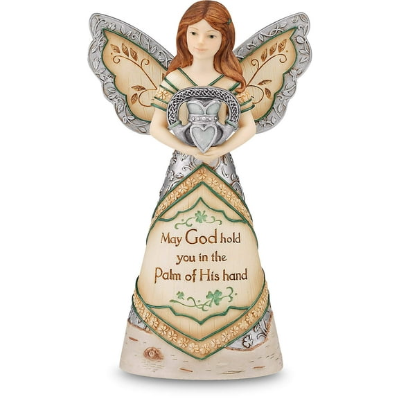 Elements Irish Blessing Angel Figurine by Pavilion, 6-Inch, Inscription May God Hold You in The Palm of His Hand