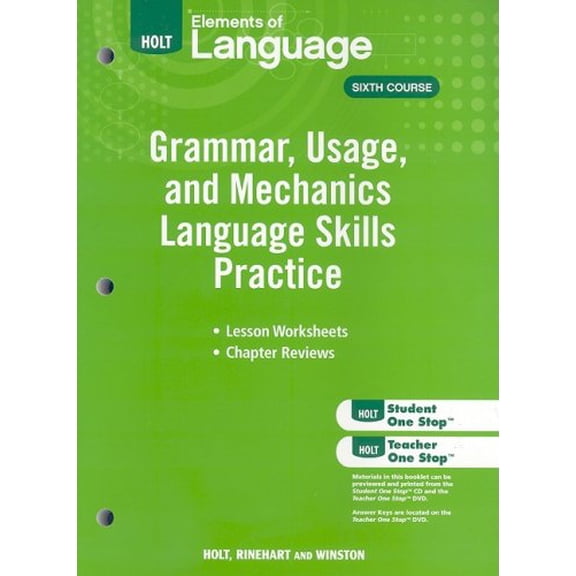 Pre-Owned Elements of Language: Grammar Usage and Mechanics Language Skills Practice Grade 12 (Paperback) 0030994195 9780030994197