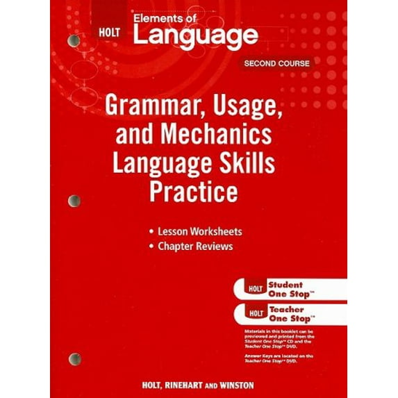 Pre-Owned Elements of Language, Grade 8 Grammar, Usage, and Mechanics Language Skills Practice: Holt Elements of Language Second Course (Eolang 2009), 9780030994159, 0030994152, Paperback, 1 edition