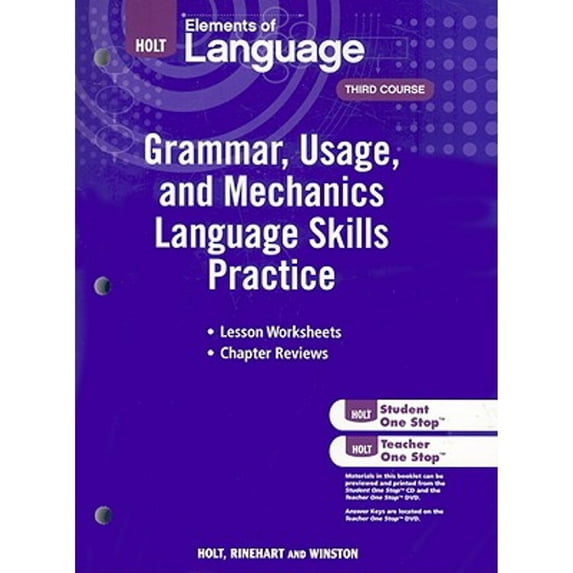 Pre-Owned Elements of Language, Grade 9 Grammar, Usage, and Mechanics Language Skills Practice: Holt Elements of Language Third Course (Eolang 2009)