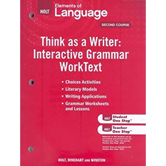 Pre-Owned Holt Elements of Language, Second Course: Think as a Writer : Interactive Writing Worktext (Paperback) 9780030995613