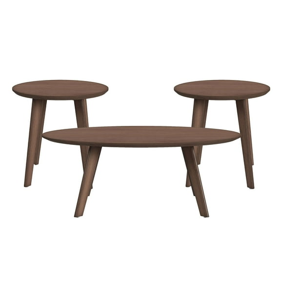 Elements Nicco Three Pack Occasional Set with Coffee Table and 2 End Tables in Walnut