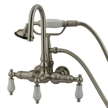 Elements Of Design Dt0078pl Triple Handle Wall Mounted Clawfoot Tub Filler - Nickel